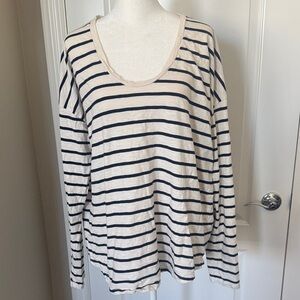 GAP Cream and Black Striped Long Sleeve Tunic